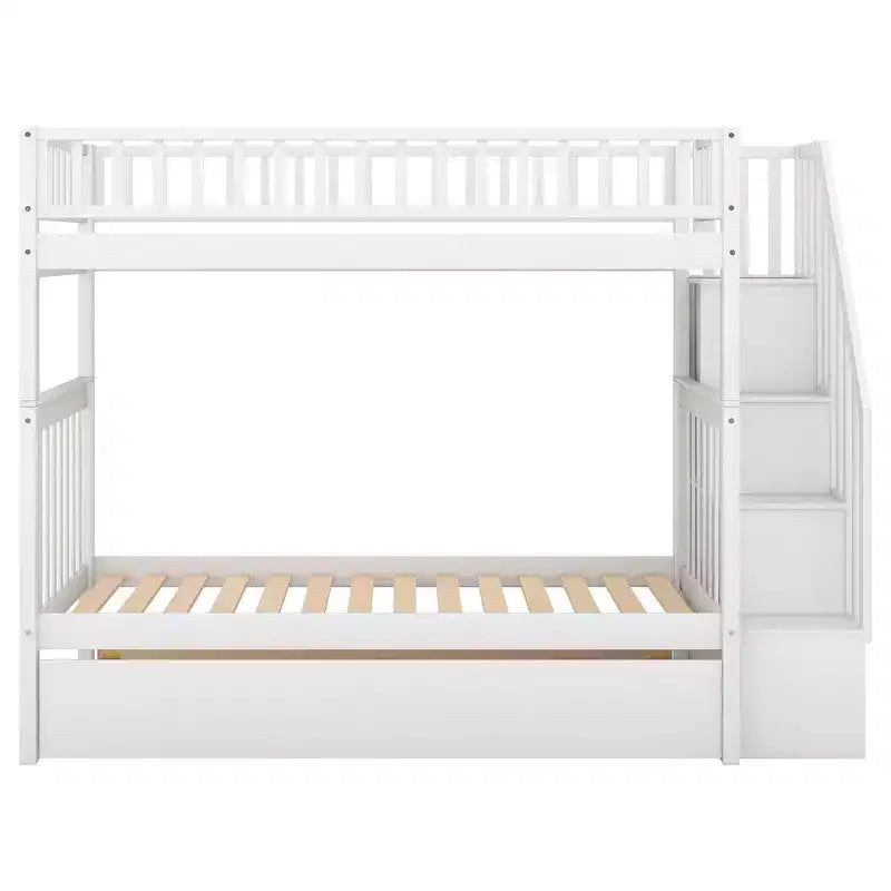Whisen lit superposé en bois avec lit gigogne et escalier de rangement