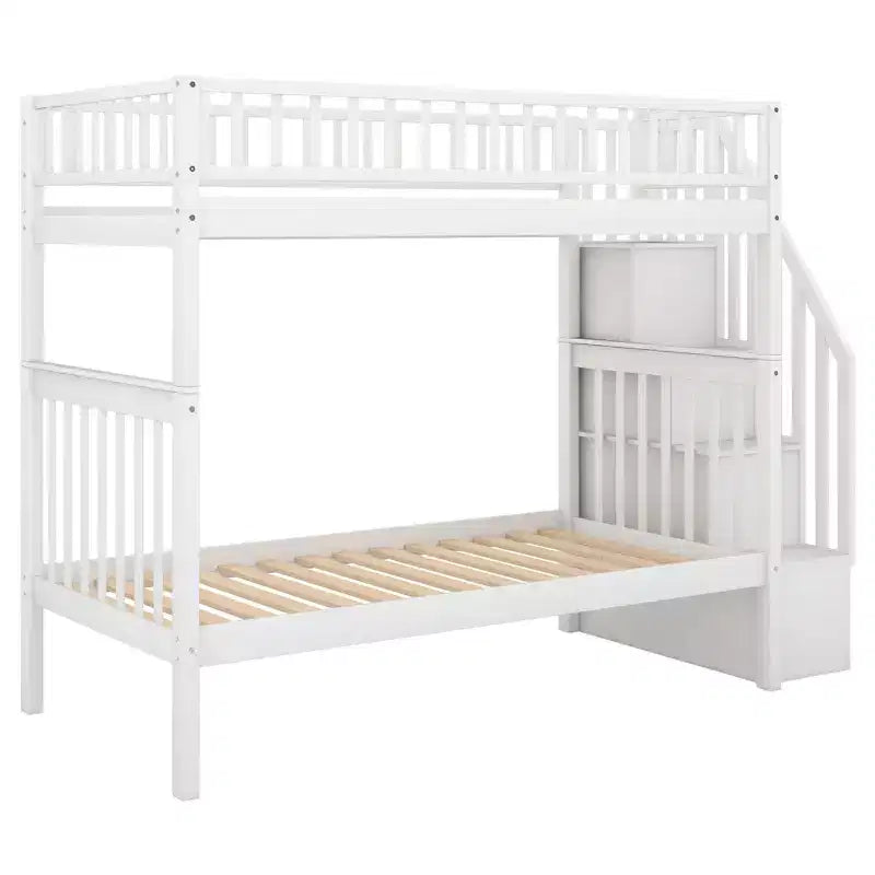 Whisen lit superposé en bois avec lit gigogne et escalier de rangement