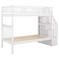 Whisen lit superposé en bois avec lit gigogne et escalier de rangement