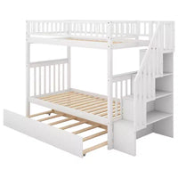 Whisen lit superposé en bois avec lit gigogne et escalier de rangement