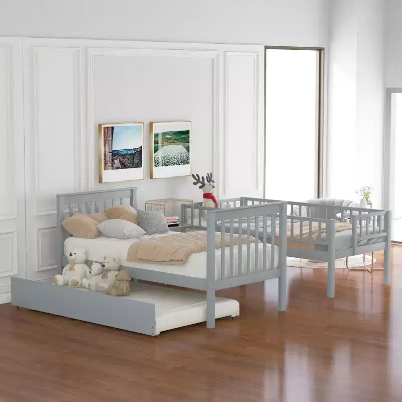 Whisen lit superposé en bois avec lit gigogne et escalier de rangement