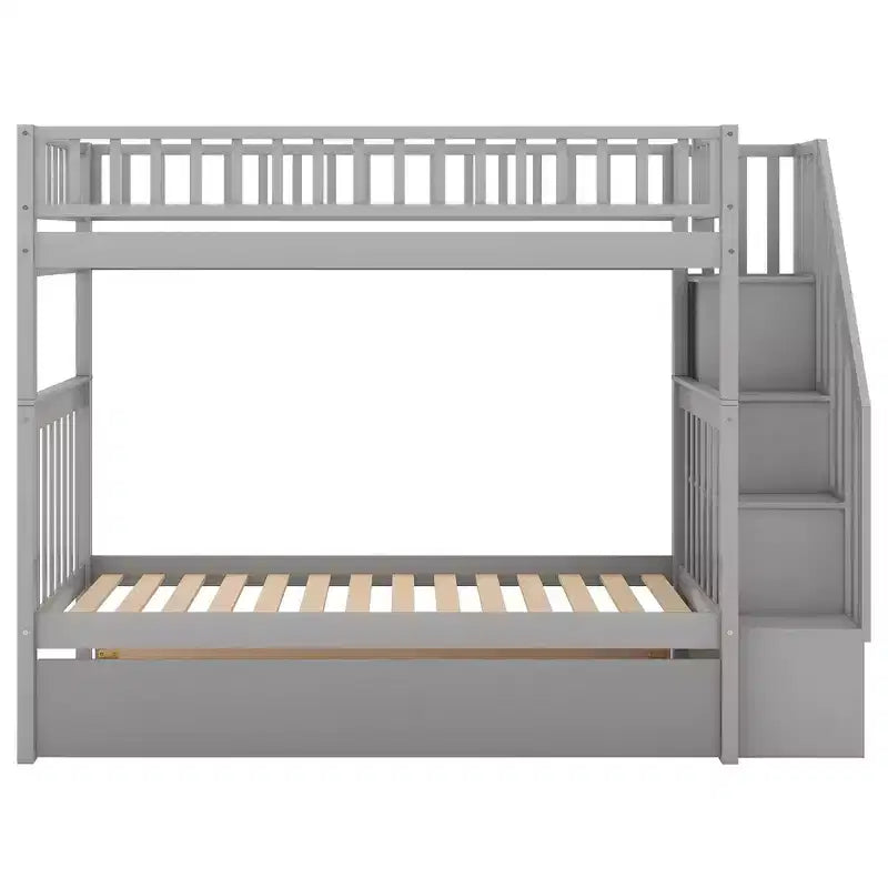 Whisen lit superposé en bois avec lit gigogne et escalier de rangement