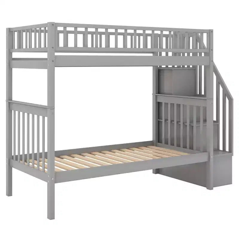 Whisen lit superposé en bois avec lit gigogne et escalier de rangement