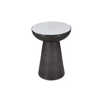 Jofran, Table d'appoint piédestal ronde en marbre et fer de luxe moderne, collection Circularity, 15