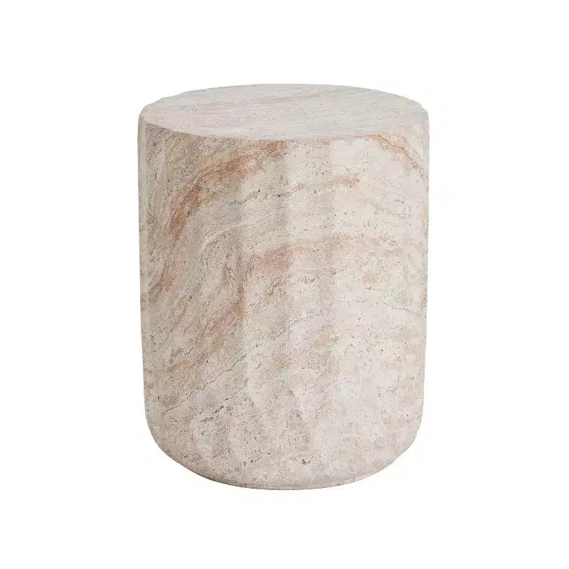 Christopher Knight Home Gillian Table d'appoint d'extérieur en forme de cylindre en beton leger travertin