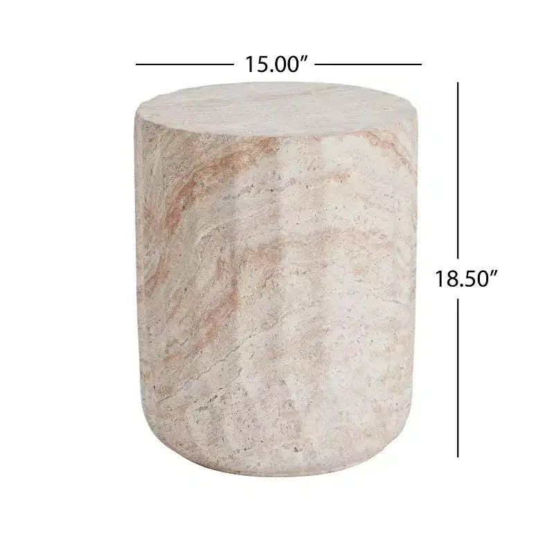 Christopher Knight Home Gillian Table d'appoint d'extérieur en forme de cylindre en beton leger travertin