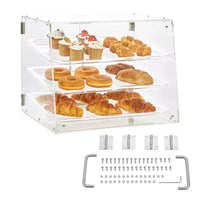 Vitrine à pâtisserie VEVOR, vitrine commerciale de comptoir à 3 niveaux pour boulangerie, présentoir en acrylique avec accès par porte arrière, 20,7x14,2x16,3 po
