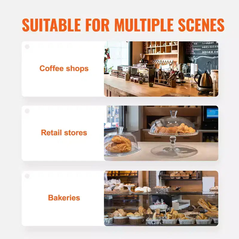 Vitrine à pâtisserie VEVOR, vitrine commerciale de comptoir à 3 niveaux pour boulangerie, présentoir en acrylique avec accès par porte arrière, 20,7x14,2x16,3 po