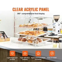 Vitrine à pâtisserie VEVOR, vitrine commerciale de comptoir à 3 niveaux pour boulangerie, présentoir en acrylique avec accès par porte arrière, 20,7x14,2x16,3 po