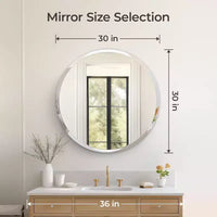 Miroir de salle de bain rond sans cadre pour lavabo avec bords biseautés - Miroir mural circulaire pour salle de bain et coiffeuse, look élégant et simple