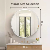 Miroir de salle de bain rond sans cadre pour lavabo avec bords biseautés - Miroir mural circulaire pour salle de bain et coiffeuse, look élégant et simple