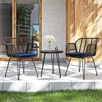 UPTIOT Salon de jardin 3 pièces en osier/rotin avec coussins