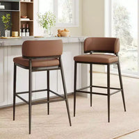 Christopher Knight Home Carolyn Industrial Metal and Leathaire Barstool (Set of 2)