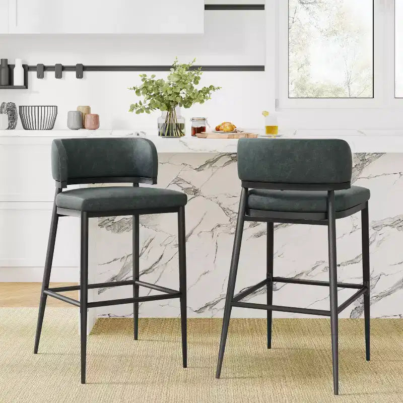 Christopher Knight Home Carolyn Tabourets de bar industriels en métal et similicuir (lot de 2)