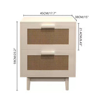 Table de chevet GDFStudio Regina 23.2 H en bois et rotin avec deux tiroirs
