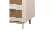 Table de chevet GDFStudio Regina 23.2 H en bois et rotin avec deux tiroirs