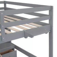 Lit mezzanine Whisen 78,4 L x 57,6 l po taille Full avec bureau, armoires, tiroirs et plateau de chevet, station de recharge intégrée, rangement multiple