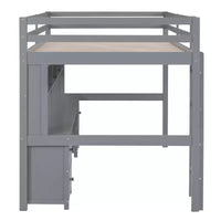 Lit mezzanine Whisen 78,4 L x 57,6 l po taille Full avec bureau, armoires, tiroirs et plateau de chevet, station de recharge intégrée, rangement multiple
