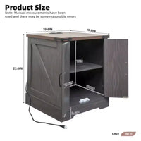 Table d'appoint de canapé polyvalente 19,6L en noyer avec portes de grange et charnières rétro pour chambre, salon, gris
