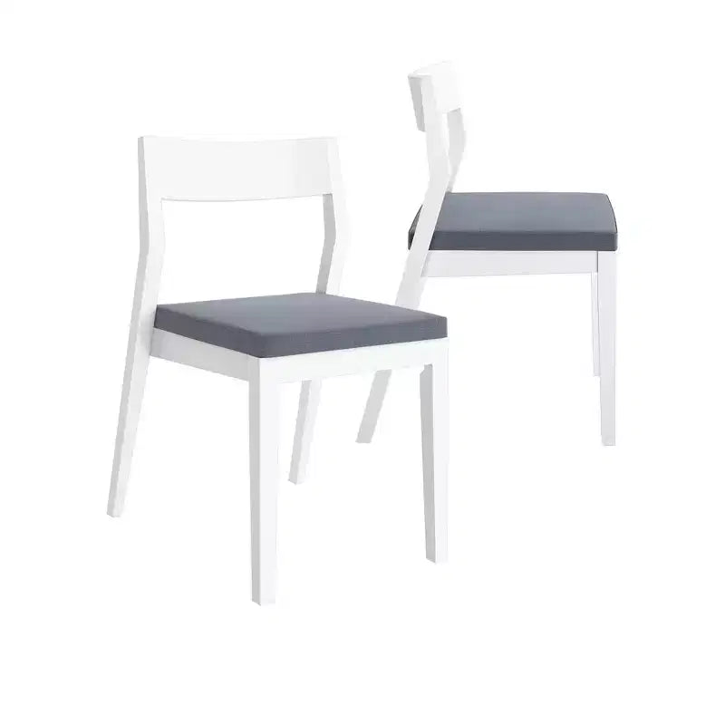 Plank+Beam Lot de 2 chaises de salle à manger modernes, chaise de cuisine rembourrée, chaise en bois massif rembourrée pour bureau et salon, blanc/ardoise