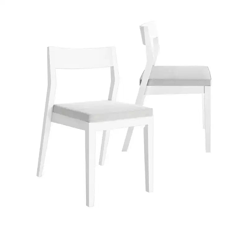 Plank+Beam Lot de 2 chaises de salle à manger modernes, Chaise de cuisine avec siège rembourré, Chaise rembourrée en bois massif pour bureau et salon, Blanc/Crème
