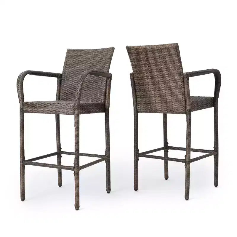 GDFStudio Conquista Tabourets de bar d'extérieur en osier 30 pouces (lot de 2)