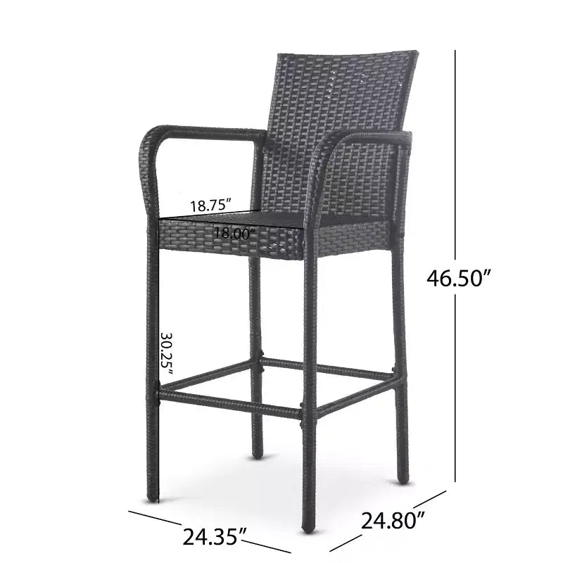 GDFStudio Conquista Tabourets de bar d'extérieur en osier 30 pouces (lot de 2)