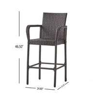 GDFStudio Conquista Tabourets de bar d'extérieur en osier 30 pouces (lot de 2)