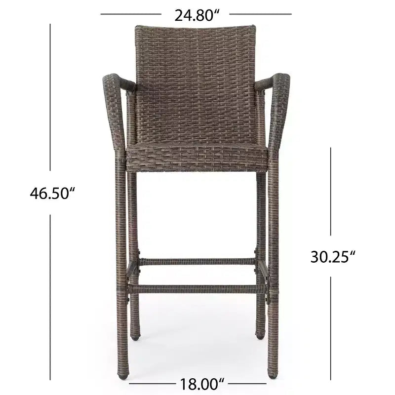 GDFStudio Conquista Tabourets de bar d'extérieur en osier 30 pouces (lot de 2)