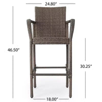 GDFStudio Conquista Tabourets de bar d'extérieur en osier 30 pouces (lot de 2)