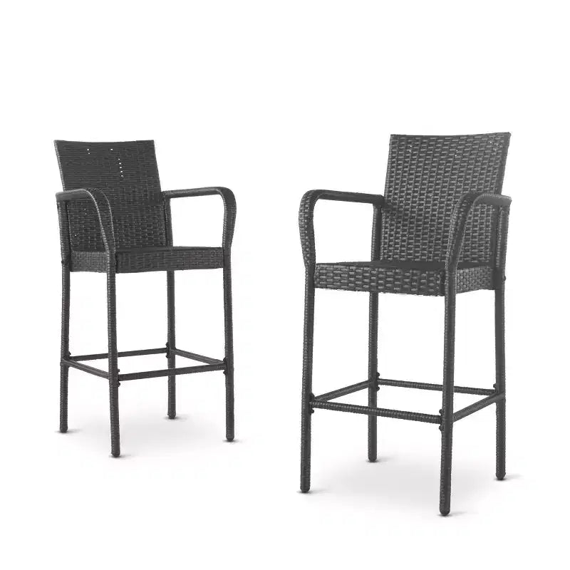 GDFStudio Conquista Tabourets de bar d'extérieur en osier 30 pouces (lot de 2)
