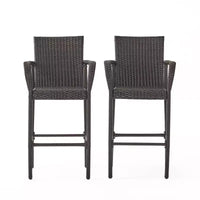GDFStudio Conquista Tabourets de bar d'extérieur en osier 30 pouces (lot de 2)