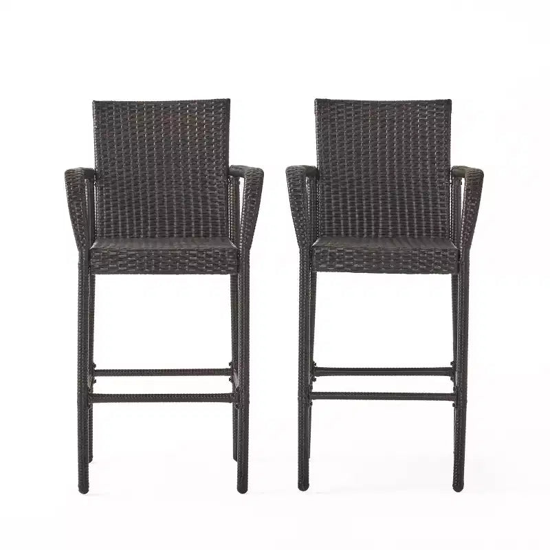 GDFStudio Conquista Tabourets de bar d'extérieur en osier 30 pouces (lot de 2)