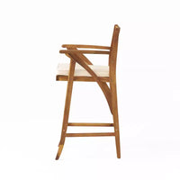 GDFStudio Baia Tabourets de bar d'extérieur en bois d'acacia de 74 cm avec coussin (Lot de 2)