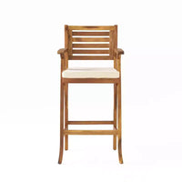 GDFStudio Baia Tabourets de bar d'extérieur en bois d'acacia de 74 cm avec coussin (Lot de 2)