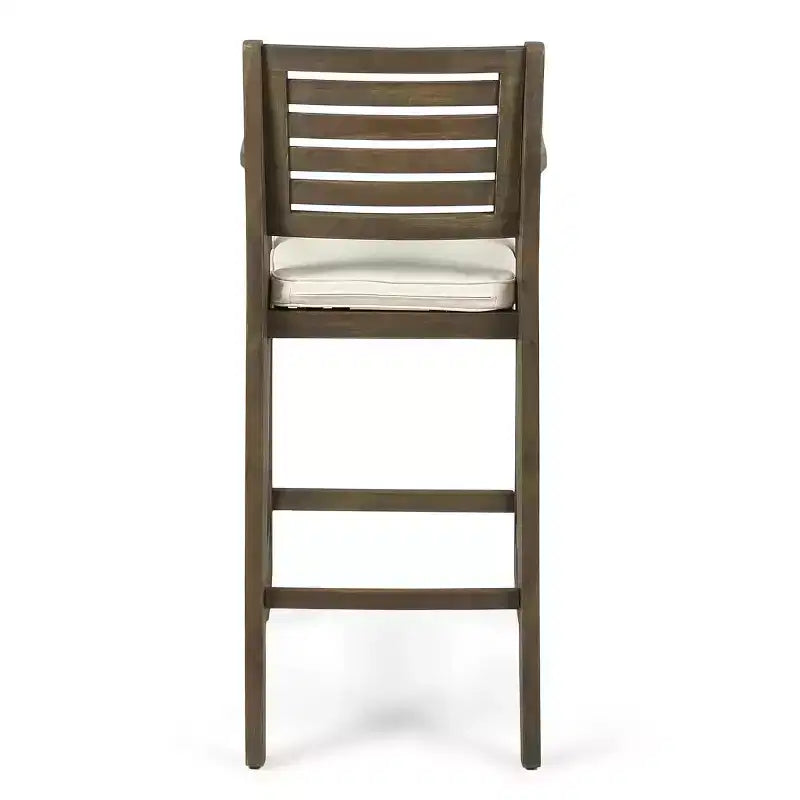 GDFStudio Baia Tabourets de bar d'extérieur en bois d'acacia de 74 cm avec coussin (Lot de 2)