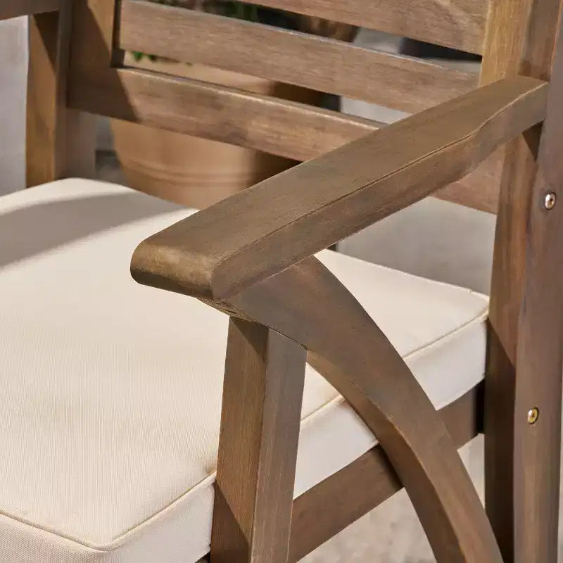 GDFStudio Baia Tabourets de bar d'extérieur en bois d'acacia de 74 cm avec coussin (Lot de 2)