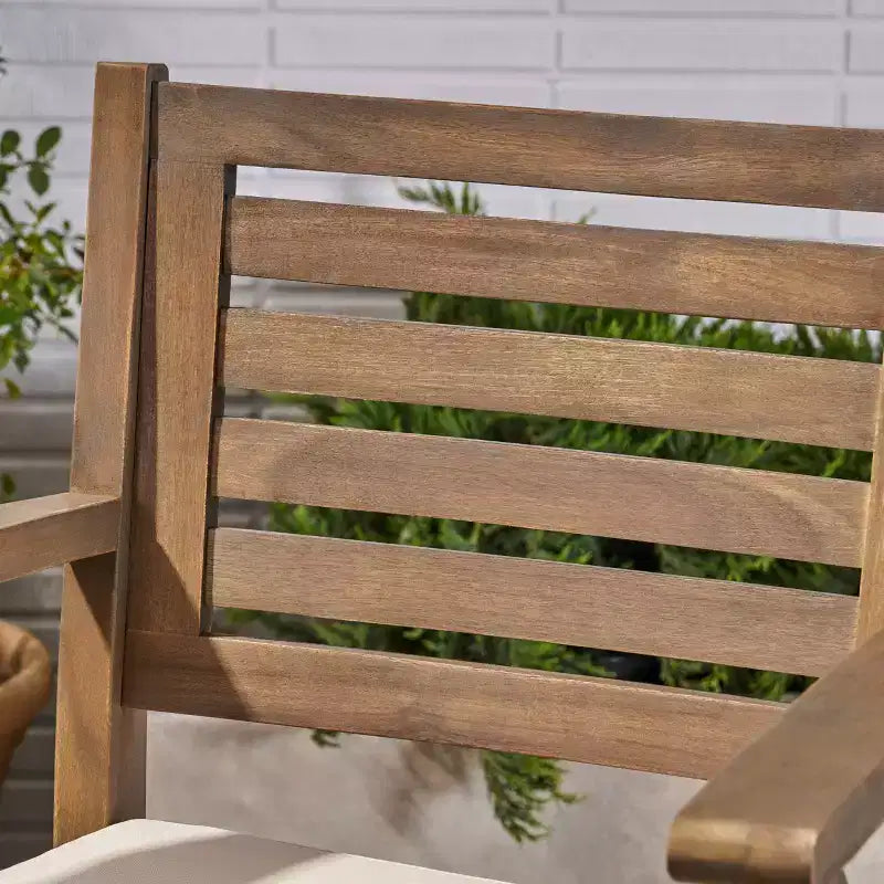 GDFStudio Baia Tabourets de bar d'extérieur en bois d'acacia de 74 cm avec coussin (Lot de 2)