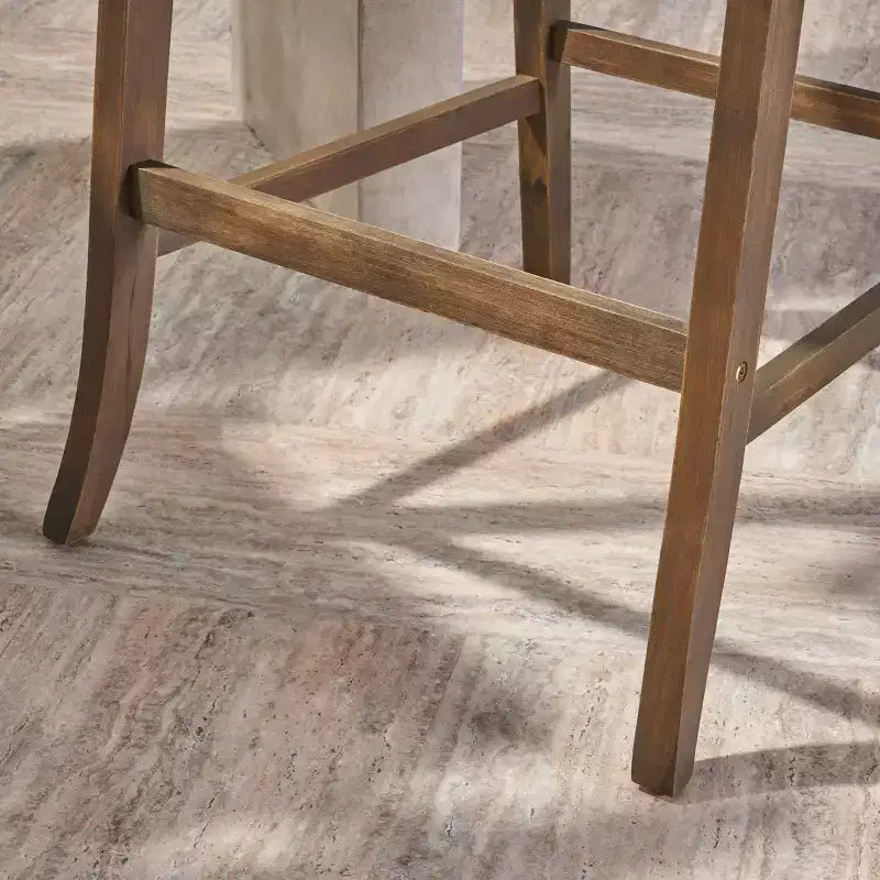 GDFStudio Baia Tabourets de bar d'extérieur en bois d'acacia de 74 cm avec coussin (Lot de 2)