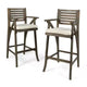 GDFStudio Baia Outdoor Acacia Wood 29 Inch Barstools with Cushion (Set of 2)