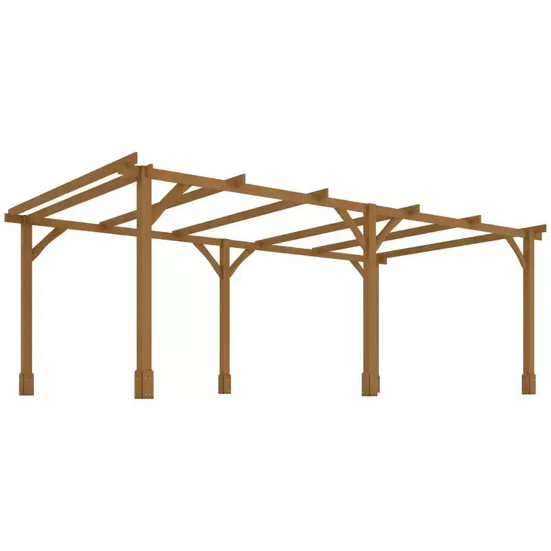 Pergola d'extérieur Outsunny, Tonnelle en bois avec treillis pour vigne et structure stable, Marron foncé