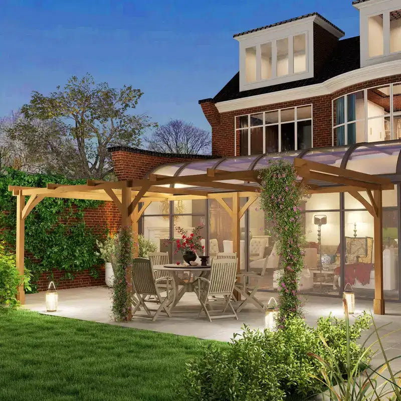 Pergola d'extérieur Outsunny, Tonnelle en bois avec treillis pour vigne et structure stable, Marron foncé