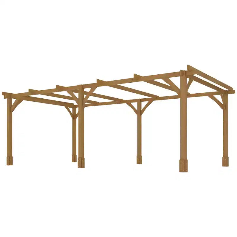 Pergola d'extérieur Outsunny, Tonnelle en bois avec treillis pour vigne et structure stable, Marron foncé