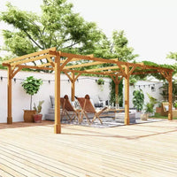 Pergola d'extérieur Outsunny, Tonnelle en bois avec treillis pour vigne et structure stable, Marron foncé