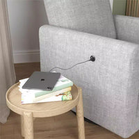 Fauteuil d'appoint pivotant DHP Step avec USB, lin gris clair