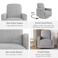 Fauteuil d'appoint pivotant DHP Step avec USB, lin gris clair