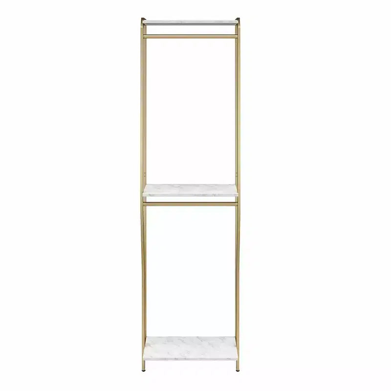 Gwyneth Closet - Tringle de penderie, Faux marbre blanc et Bronze doré