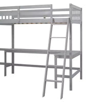 Whisen Lit mezzanine en bois en forme de L, taille double, 119 po L x 79,5 po l, avec échelle et 2 bureaux intégrés en forme de L