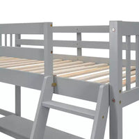 Whisen Lit mezzanine en bois en forme de L, taille double, 119 po L x 79,5 po l, avec échelle et 2 bureaux intégrés en forme de L