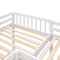 Whisen Lit mezzanine en bois en forme de L, taille double, 119 po L x 79,5 po l, avec échelle et 2 bureaux intégrés en forme de L